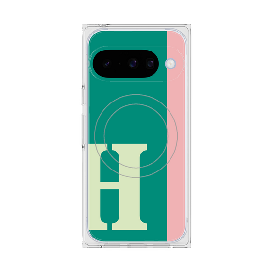 プレミアムスクエアケース with Pixelsnap［ オリジナル - initial color line - H green ］