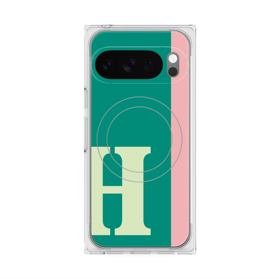 プレミアムスクエアケース with Pixelsnap［ オリジナル - initial color line - H green ］