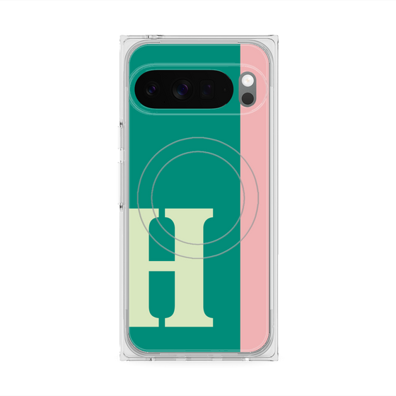 プレミアムスクエアケース with Pixelsnap［ オリジナル - initial color line - H green ］