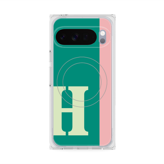 プレミアムスクエアケース with Pixelsnap［ オリジナル - initial color line - H green ］