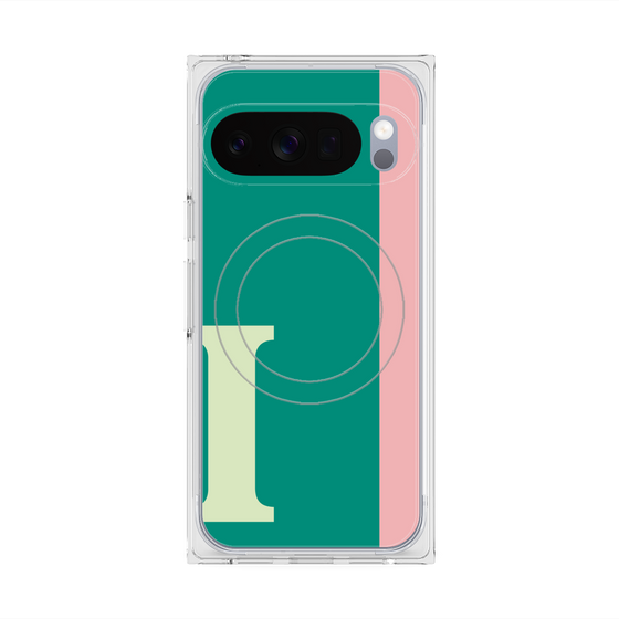 プレミアムスクエアケース with Pixelsnap［ オリジナル - initial color line - I green ］