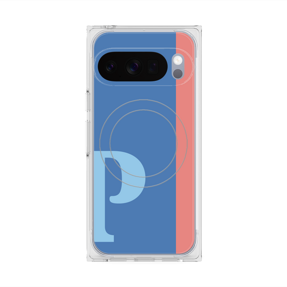 プレミアムスクエアケース with Pixelsnap［ オリジナル - initial color line - P blue ］