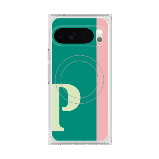 プレミアムスクエアケース with Pixelsnap［ オリジナル - initial color line - P green ］