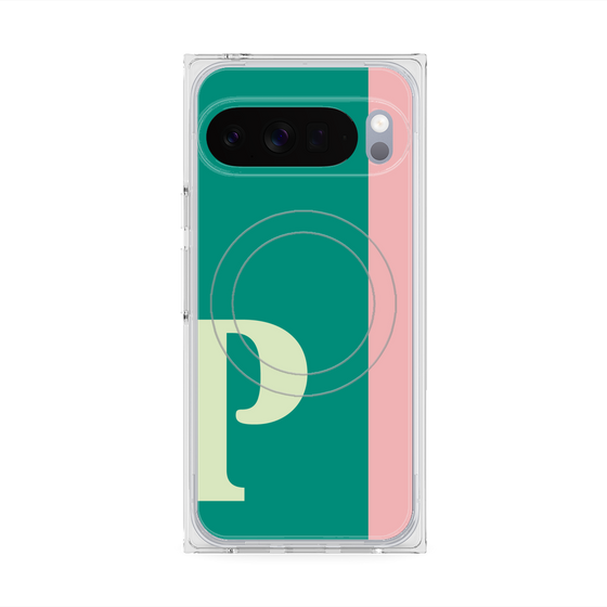 プレミアムスクエアケース with Pixelsnap［ オリジナル - initial color line - P green ］