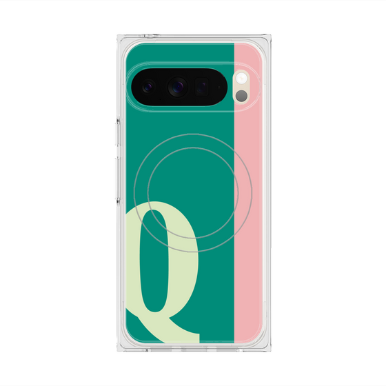 プレミアムスクエアケース with Pixelsnap［ オリジナル - initial color line - Q green ］