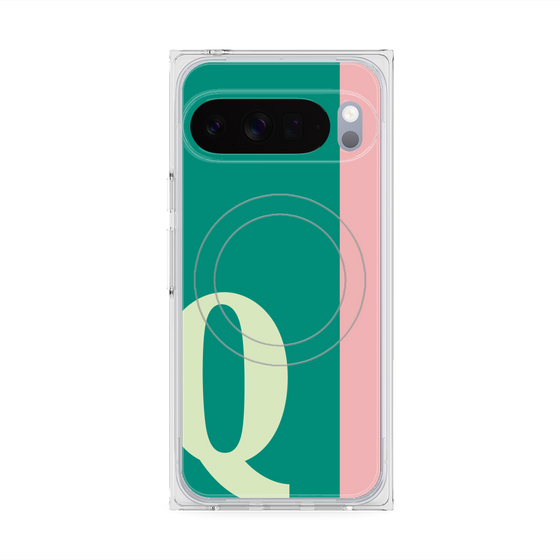 プレミアムスクエアケース with Pixelsnap［ オリジナル - initial color line - Q green ］