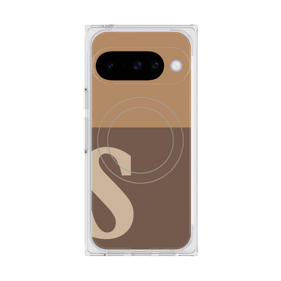 プレミアムスクエアケース with Pixelsnap［ オリジナル - initial two tone - S brown ］