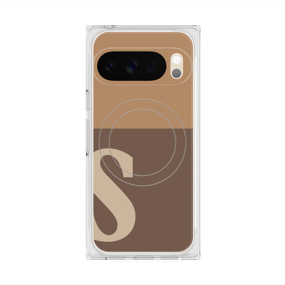プレミアムスクエアケース with Pixelsnap［ オリジナル - initial two tone - S brown ］