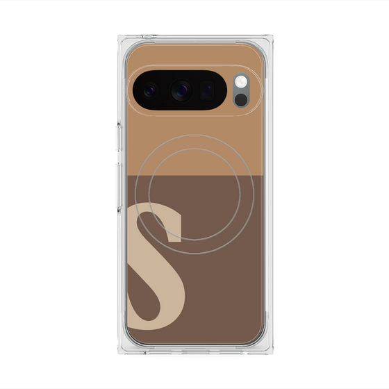 プレミアムスクエアケース with Pixelsnap［ オリジナル - initial two tone - S brown ］