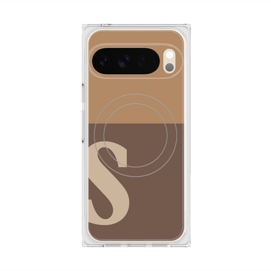 プレミアムスクエアケース with Pixelsnap［ オリジナル - initial two tone - S brown ］