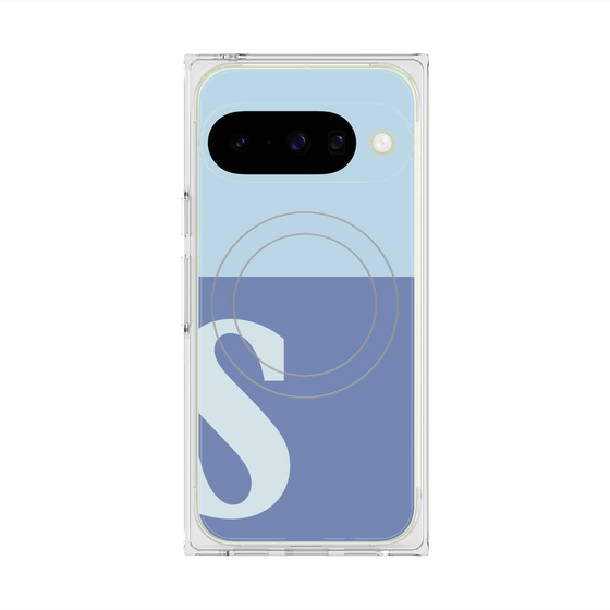 プレミアムスクエアケース with Pixelsnap［ オリジナル - initial two tone - S blue ］