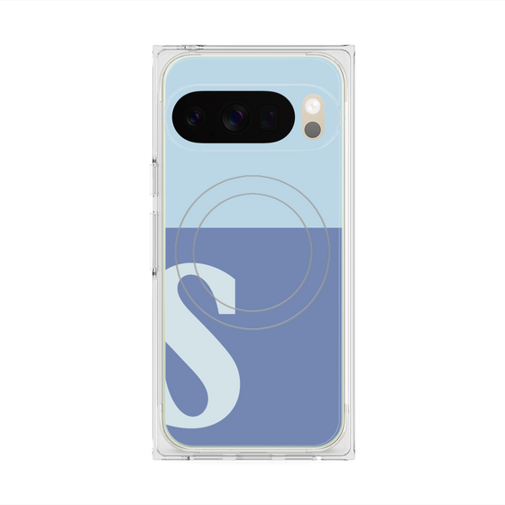 プレミアムスクエアケース with Pixelsnap［ オリジナル - initial two tone - S blue ］