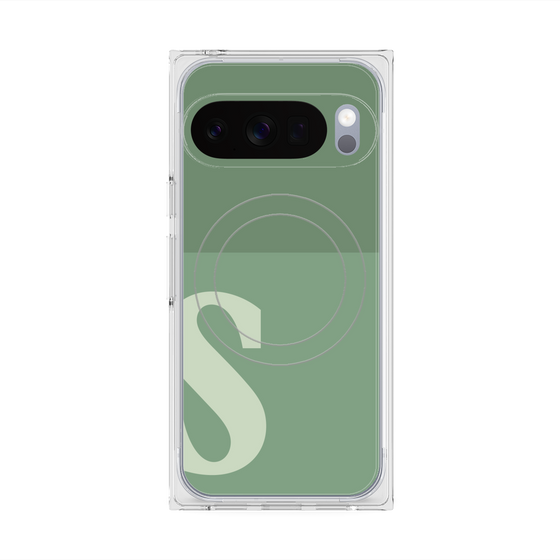プレミアムスクエアケース with Pixelsnap［ オリジナル - initial two tone - S green ］