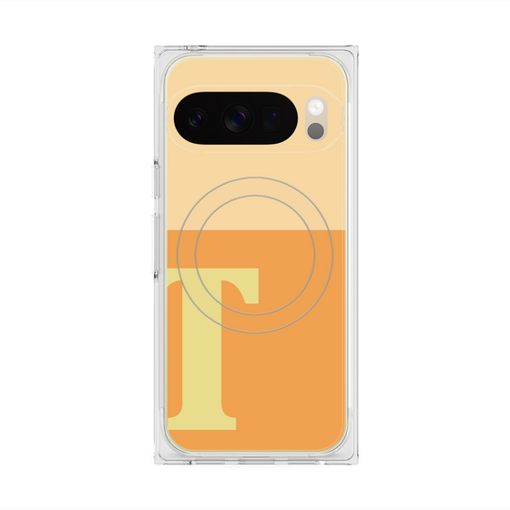 プレミアムスクエアケース with Pixelsnap［ オリジナル - initial two tone - T orange ］