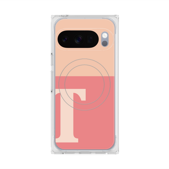 プレミアムスクエアケース with Pixelsnap［ オリジナル - initial two tone - T pink ］