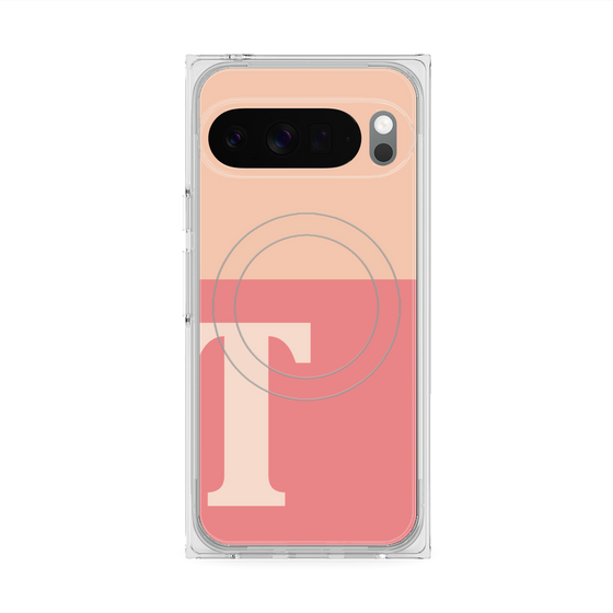プレミアムスクエアケース with Pixelsnap［ オリジナル - initial two tone - T pink ］