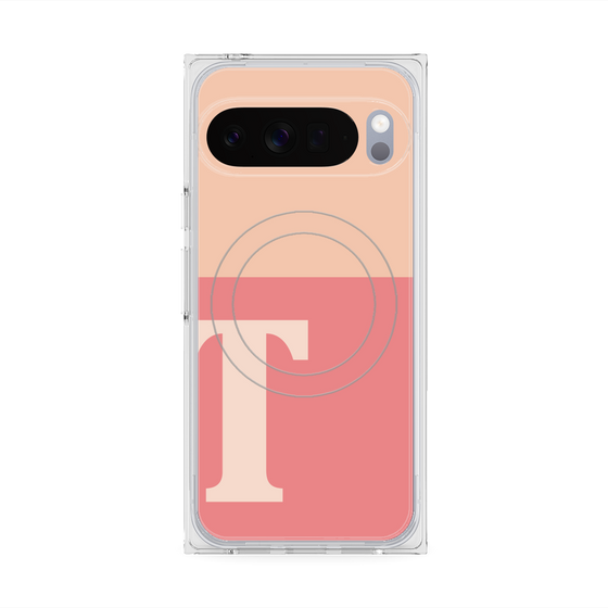 プレミアムスクエアケース with Pixelsnap［ オリジナル - initial two tone - T pink ］