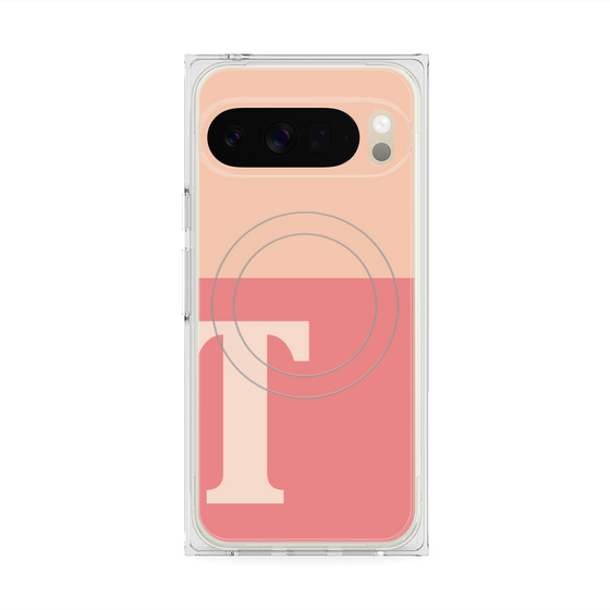 プレミアムスクエアケース with Pixelsnap［ オリジナル - initial two tone - T pink ］