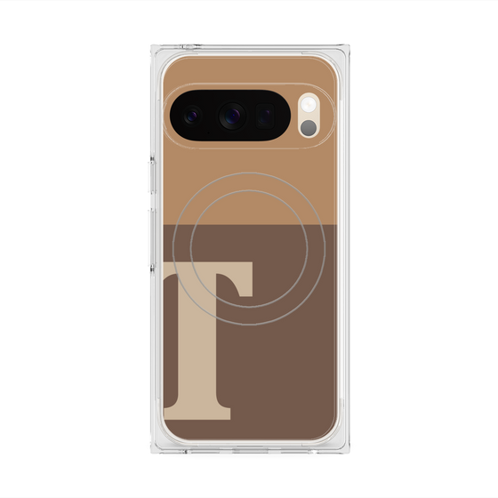 プレミアムスクエアケース with Pixelsnap［ オリジナル - initial two tone - T brown ］