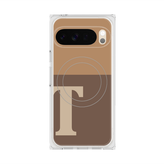 プレミアムスクエアケース with Pixelsnap［ オリジナル - initial two tone - T brown ］