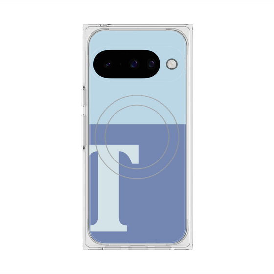 プレミアムスクエアケース with Pixelsnap［ オリジナル - initial two tone - T blue ］