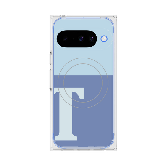 プレミアムスクエアケース with Pixelsnap［ オリジナル - initial two tone - T blue ］
