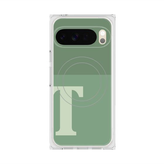プレミアムスクエアケース with Pixelsnap［ オリジナル - initial two tone - T green ］