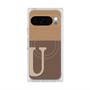 プレミアムスクエアケース with Pixelsnap［ オリジナル - initial two tone - U brown ］
