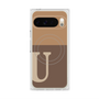 プレミアムスクエアケース with Pixelsnap［ オリジナル - initial two tone - U brown ］