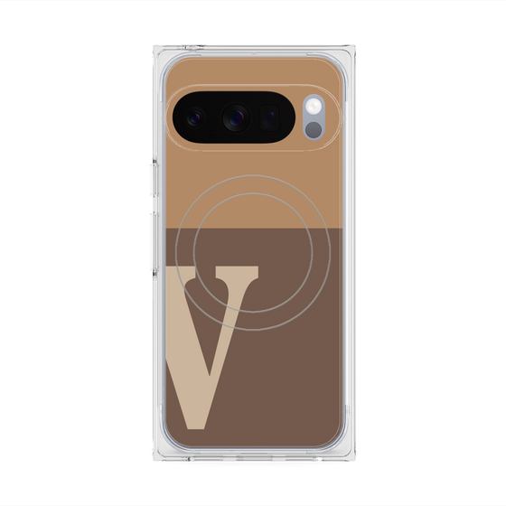プレミアムスクエアケース with Pixelsnap［ オリジナル - initial two tone - V brown ］