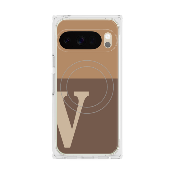 プレミアムスクエアケース with Pixelsnap［ オリジナル - initial two tone - V brown ］