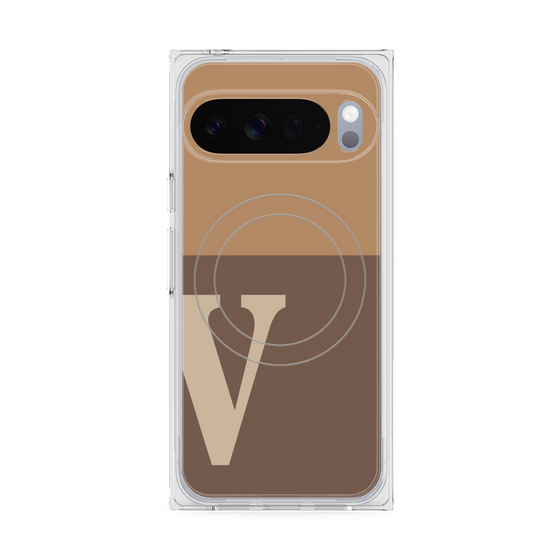 プレミアムスクエアケース with Pixelsnap［ オリジナル - initial two tone - V brown ］
