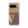 プレミアムスクエアケース with Pixelsnap［ オリジナル - initial two tone - V brown ］