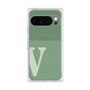 プレミアムスクエアケース with Pixelsnap［ オリジナル - initial two tone - V green ］
