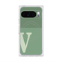 プレミアムスクエアケース with Pixelsnap［ オリジナル - initial two tone - V green ］