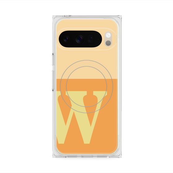 プレミアムスクエアケース with Pixelsnap［ オリジナル - initial two tone - W orange ］