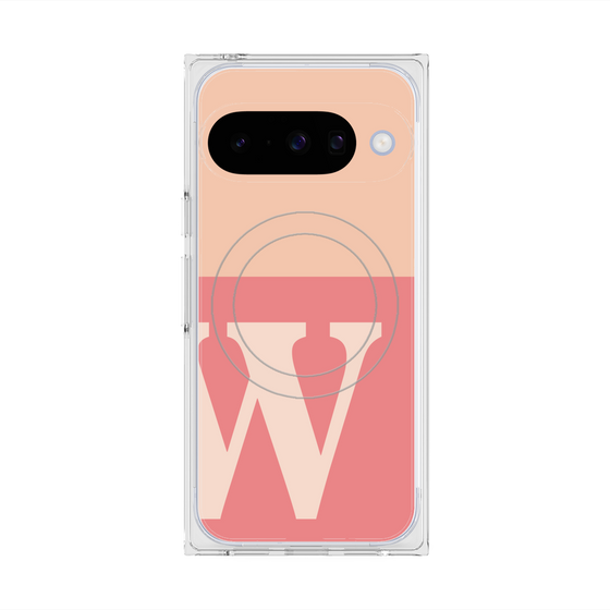 プレミアムスクエアケース with Pixelsnap［ オリジナル - initial two tone - W pink ］