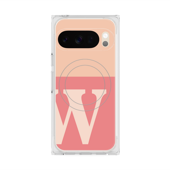 プレミアムスクエアケース with Pixelsnap［ オリジナル - initial two tone - W pink ］