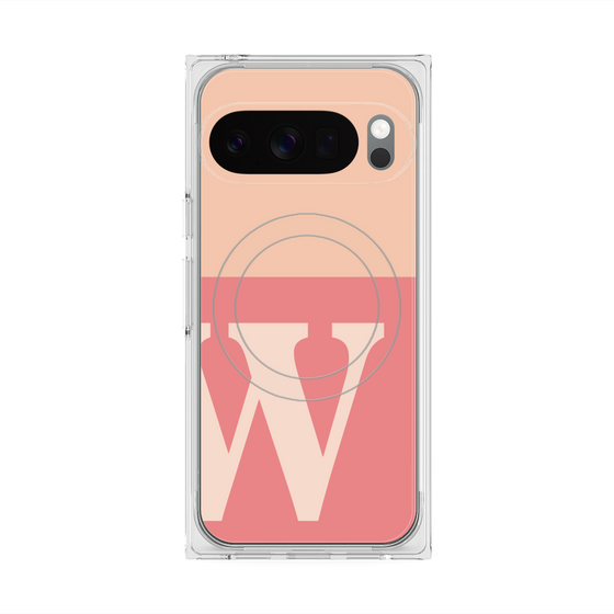 プレミアムスクエアケース with Pixelsnap［ オリジナル - initial two tone - W pink ］