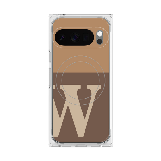 プレミアムスクエアケース with Pixelsnap［ オリジナル - initial two tone - W brown ］