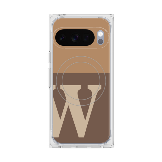 プレミアムスクエアケース with Pixelsnap［ オリジナル - initial two tone - W brown ］