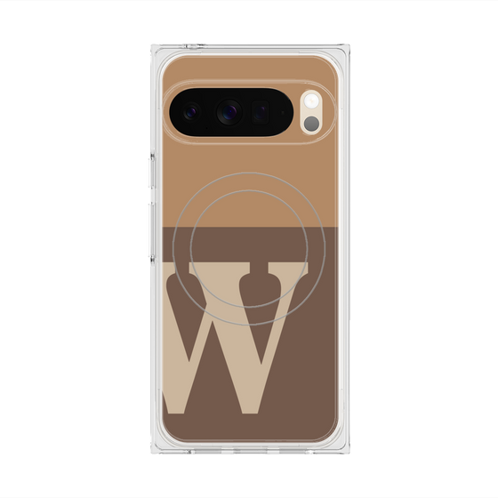 プレミアムスクエアケース with Pixelsnap［ オリジナル - initial two tone - W brown ］