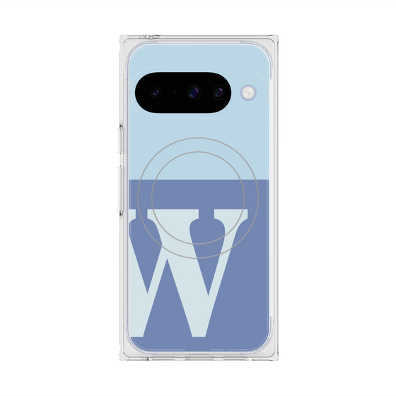 プレミアムスクエアケース with Pixelsnap［ オリジナル - initial two tone - W blue ］