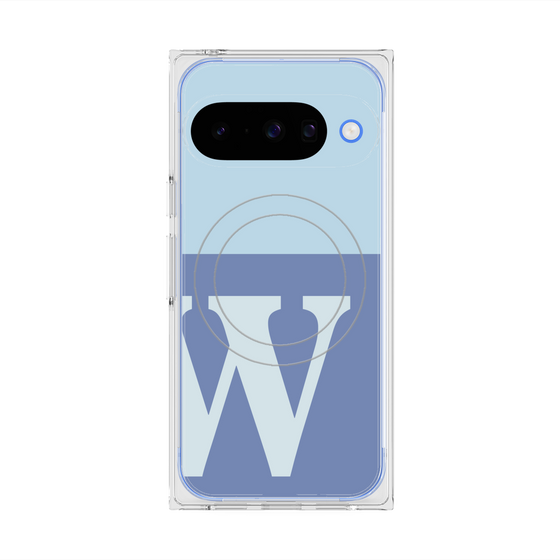 プレミアムスクエアケース with Pixelsnap［ オリジナル - initial two tone - W blue ］