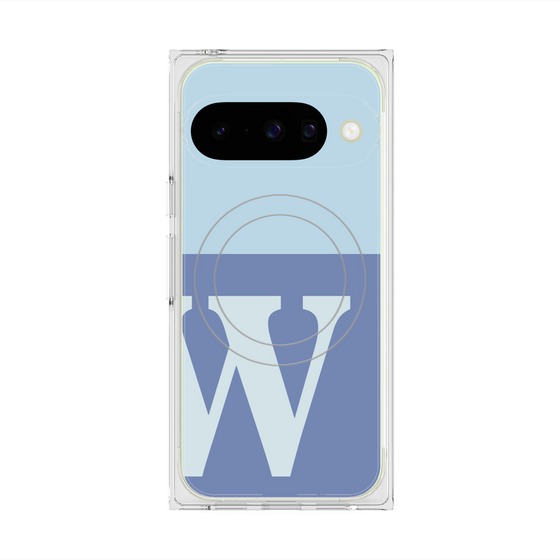 プレミアムスクエアケース with Pixelsnap［ オリジナル - initial two tone - W blue ］
