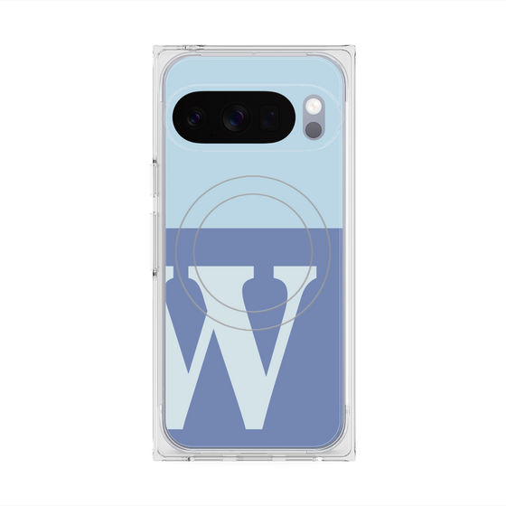 プレミアムスクエアケース with Pixelsnap［ オリジナル - initial two tone - W blue ］