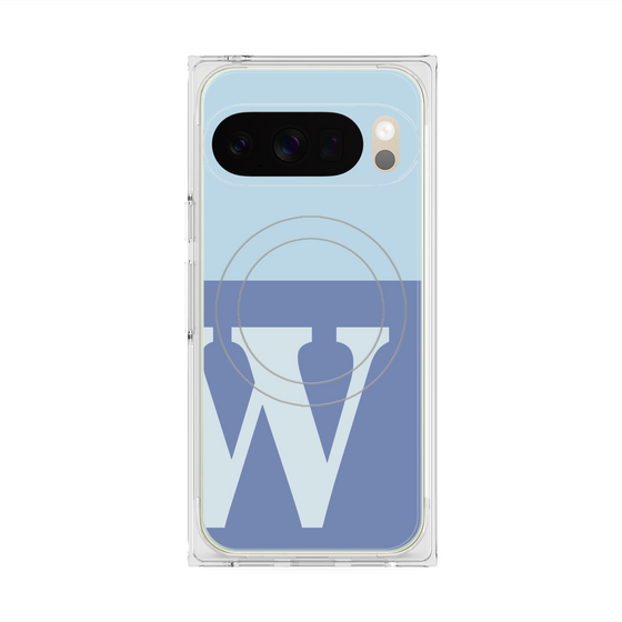 プレミアムスクエアケース with Pixelsnap［ オリジナル - initial two tone - W blue ］