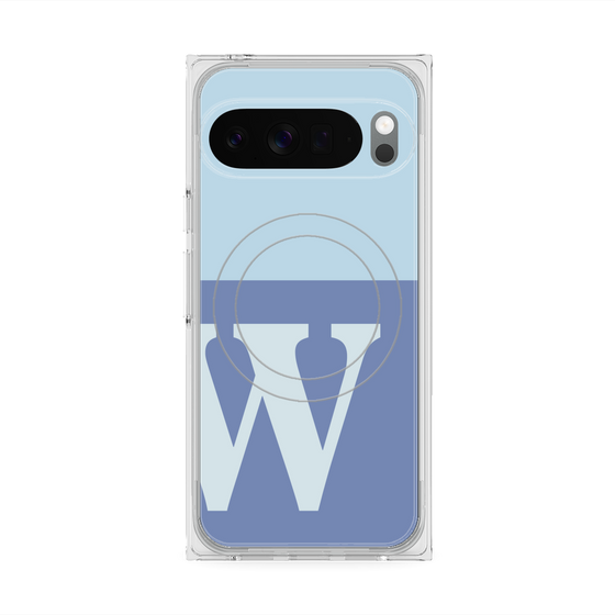 プレミアムスクエアケース with Pixelsnap［ オリジナル - initial two tone - W blue ］