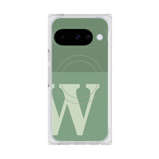 プレミアムスクエアケース with Pixelsnap［ オリジナル - initial two tone - W green ］