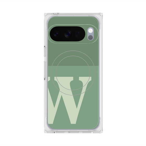 プレミアムスクエアケース with Pixelsnap［ オリジナル - initial two tone - W green ］